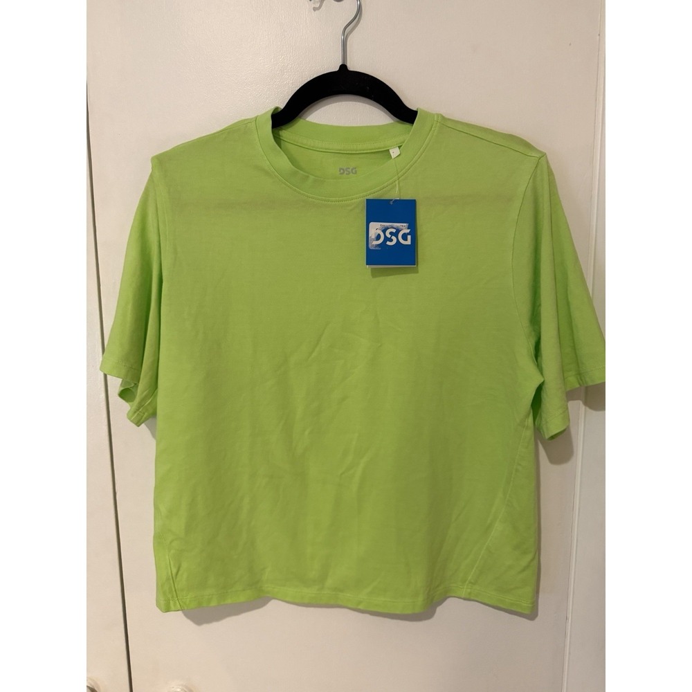 DSG Girls‎ Cotton Graphic Tee Washed Neon Pear Lime Green Size Large NWT